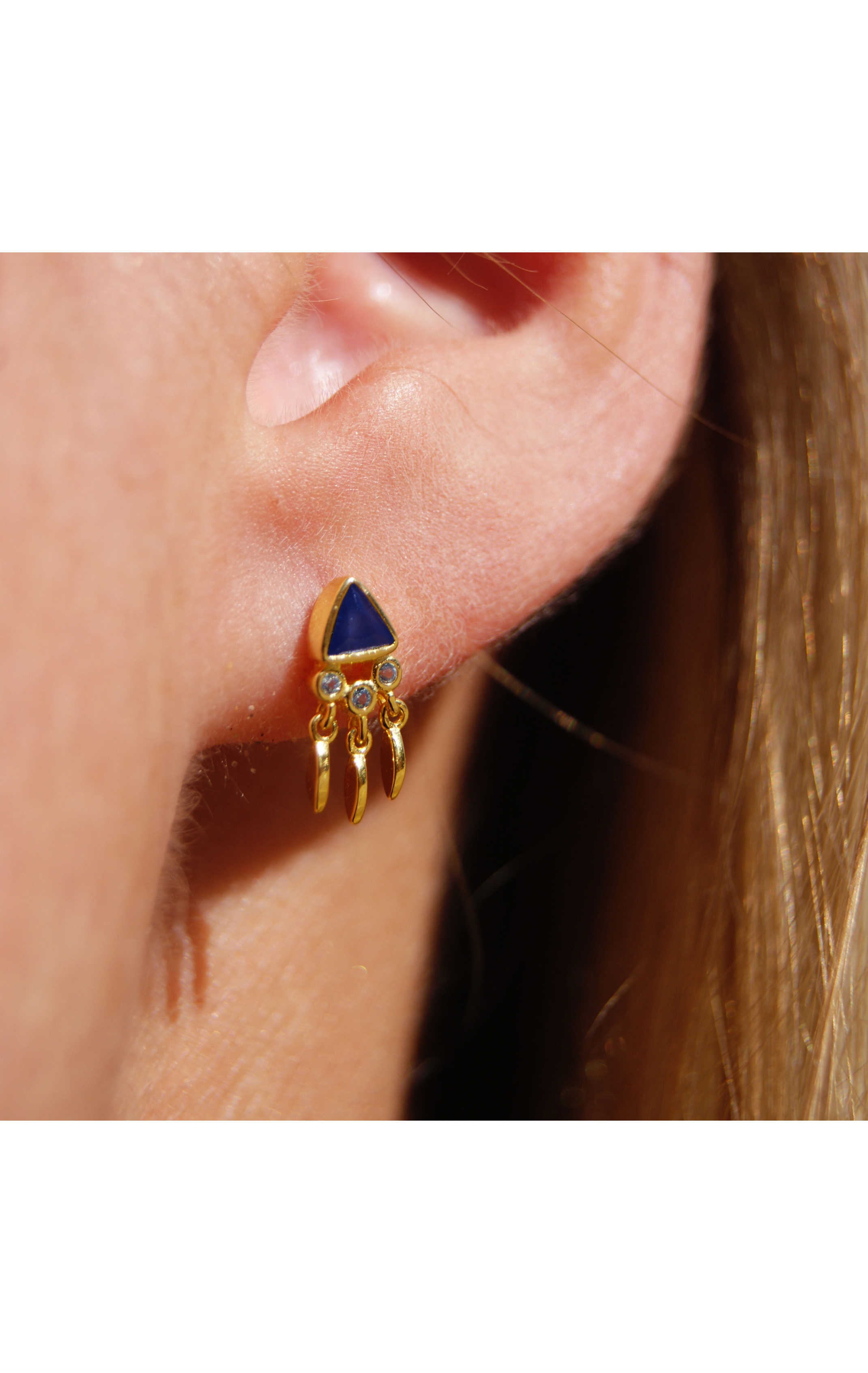 Boucles d'oreilles Pyramid Bleu Saphire